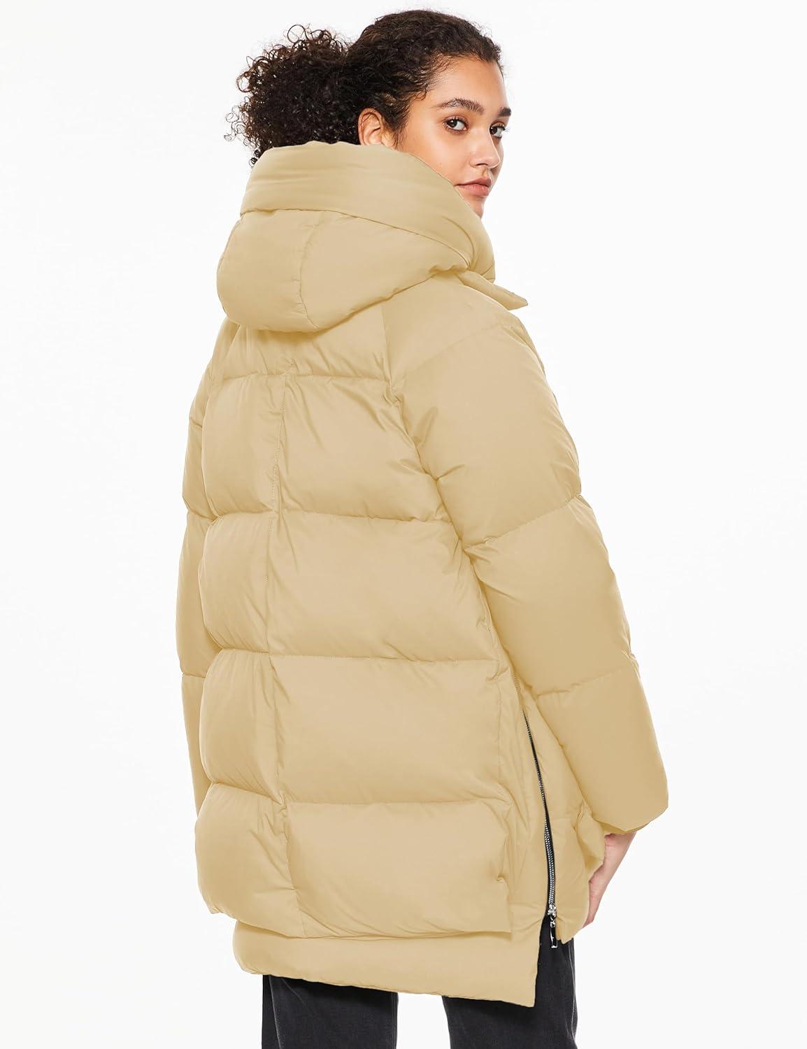 imageOrolay Womens Winter Puffer Jacket Fleece Lined Hooded Down Coat Casual Overcoat with PocketsKhaki