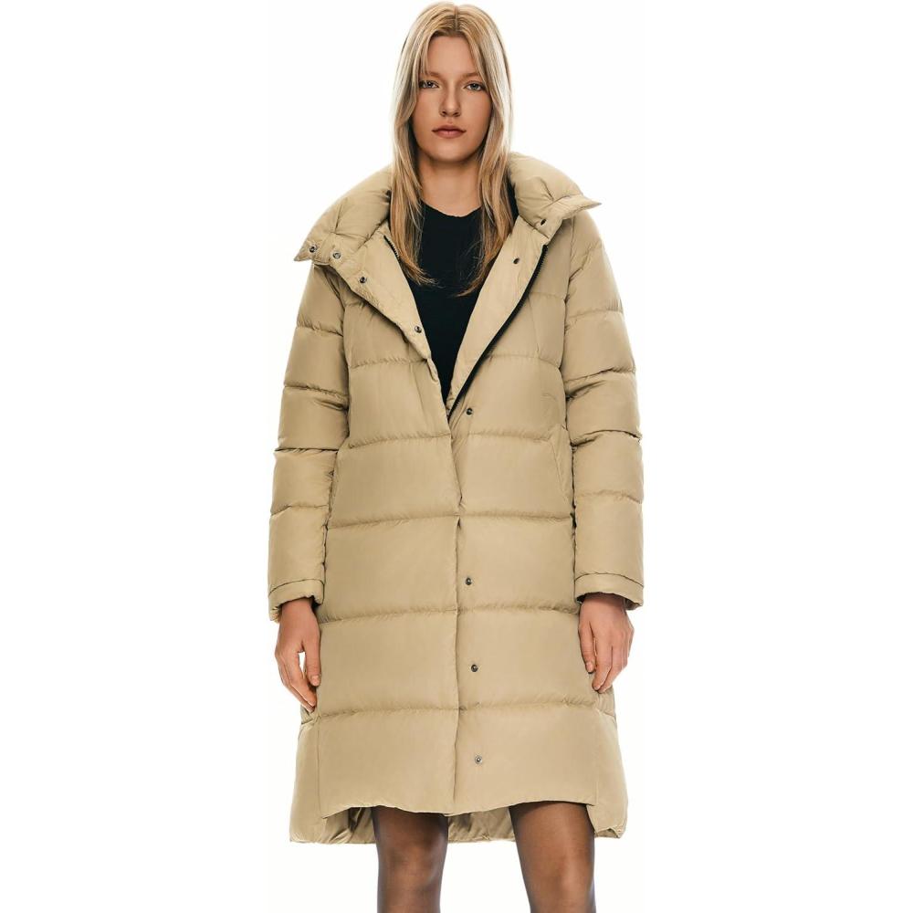 imageOrolay Womens Hooded Down Jacket Long Winter CoatKhaki