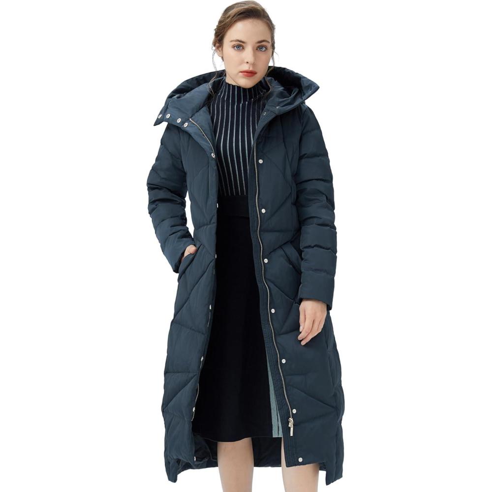 imageOrolay Womens Puffer Down Coat Winter Maxi Jacket with HoodNavy