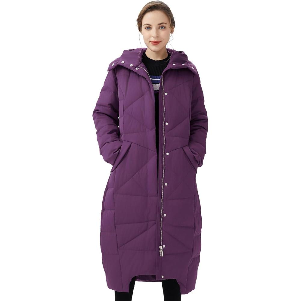 imageOrolay Womens Puffer Down Coat Winter Maxi Jacket with HoodPurple