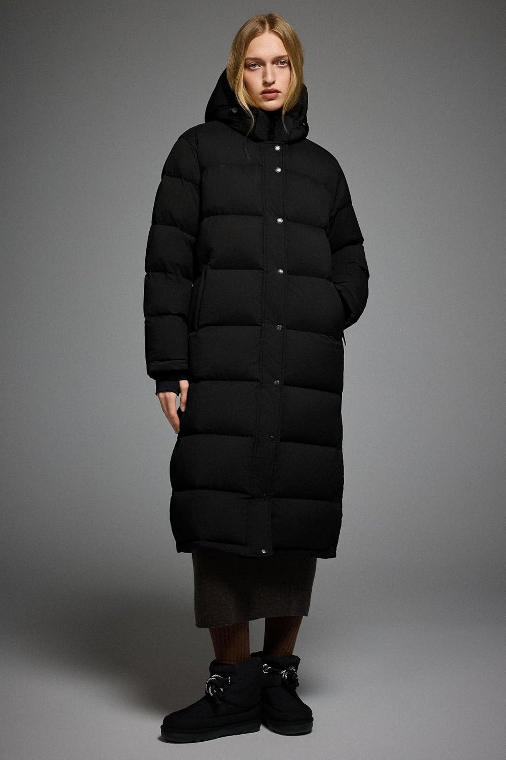 image:imageOrolay PuffO Womens Winter Maxi Down Puffer Coat Casual Loose FitBlack