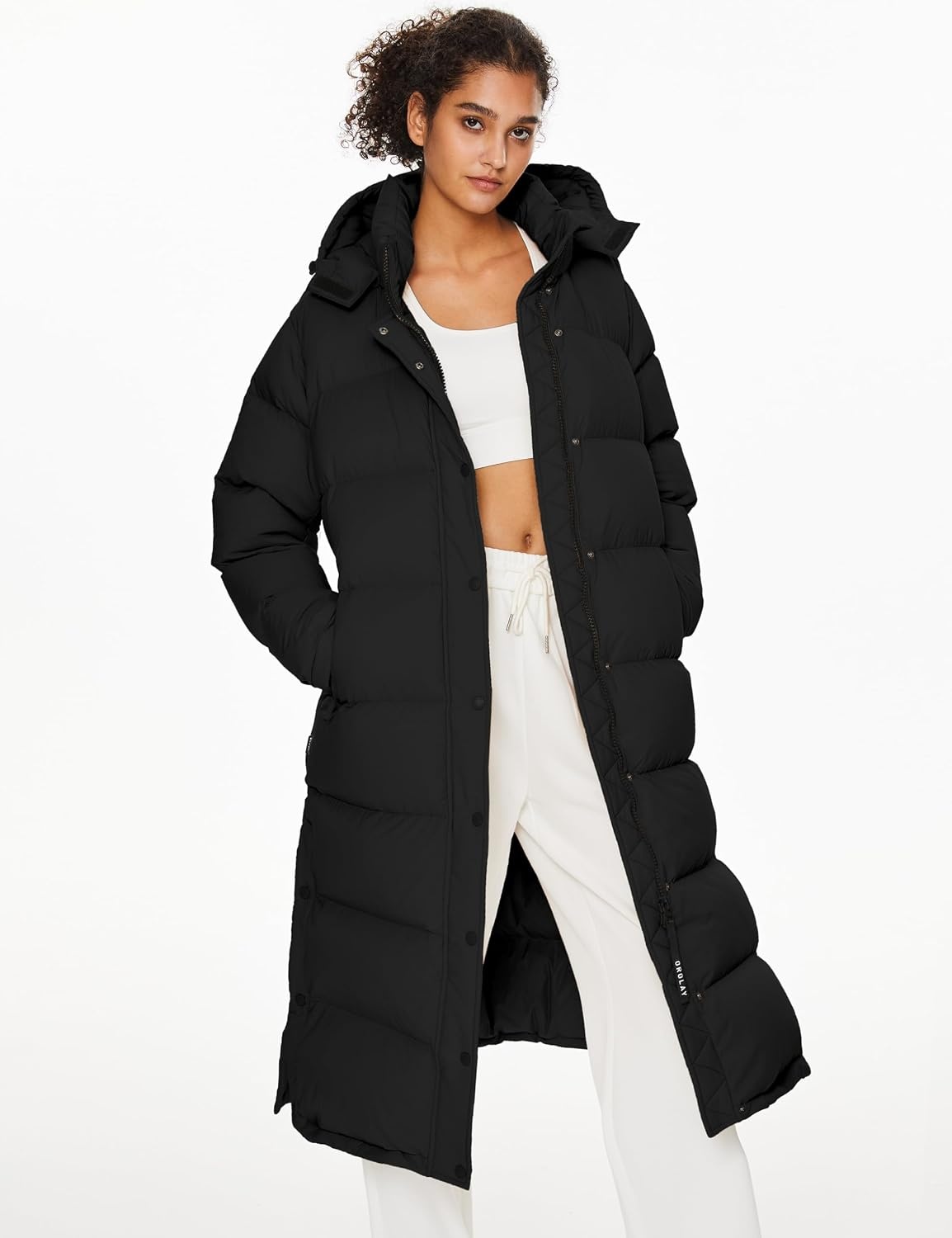 image:imageOrolay PuffO Womens Winter Maxi Down Puffer Coat Casual Loose FitBlack