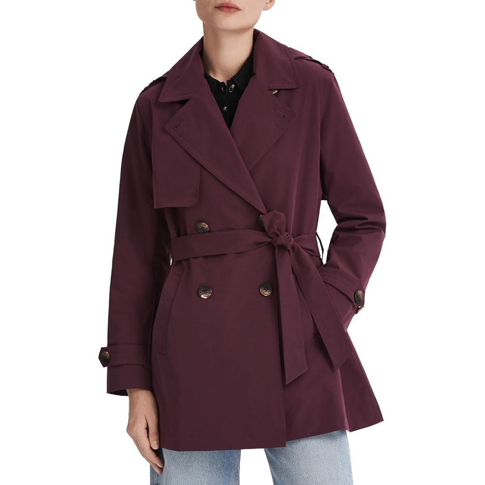image:imageOrolay Womens Hooded Trench Coat MidLength Double Breasted OuterwearWinered