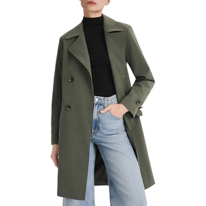 Orolay Women’s Double Breasted Trench Coat Lapel Collar Casual Jacket Long Windbreaker(Green)