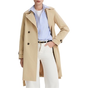 Orolay Women’s Double Breasted Trench Coat Lapel Collar Casual Jacket Long Windbreaker(Khaki)