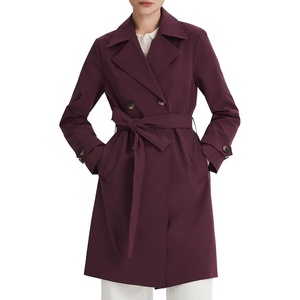Orolay Women’s Double Breasted Trench Coat Lapel Collar Casual Jacket Long Windbreaker(Winered)
