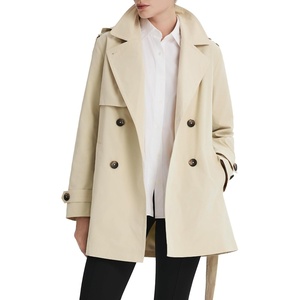 Orolay Women’s Hooded Trench Coat Mid-Length Double Breasted Outerwear(Beige)
