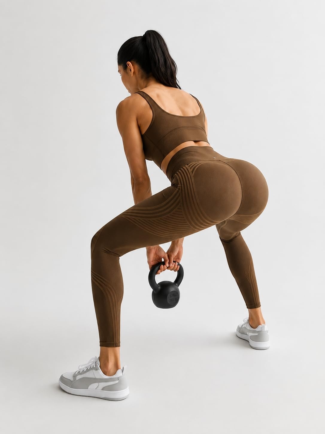 image:imageOrolay Resistance Band Leggings for Women High Waisted Workout Leggings78 Length Brown
