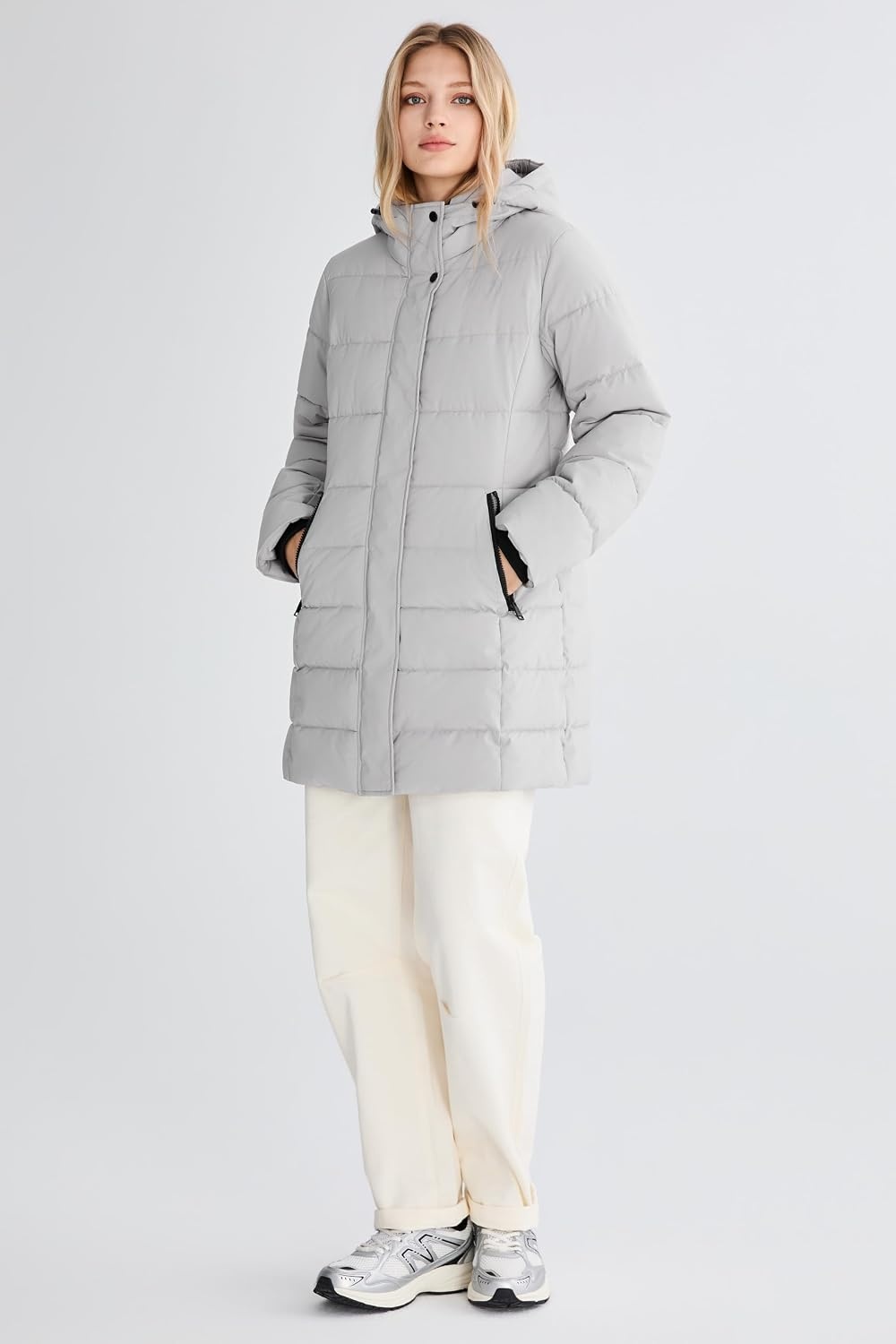 image:imageOrolay Womens MidLength Thickened Hooded Puffer Coat Winter JacketLightgray
