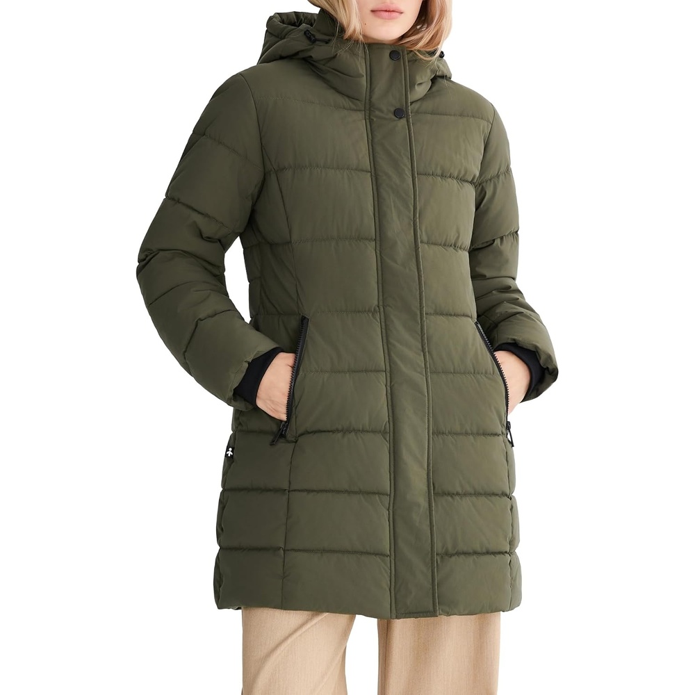 image:imageOrolay Womens MidLength Thickened Hooded Puffer Coat Winter JacketArmygreen