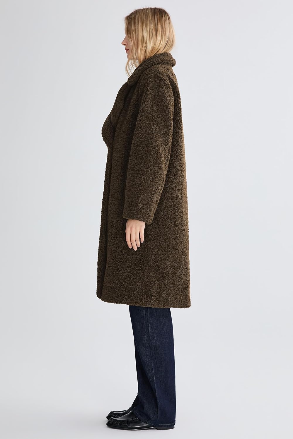 image:imageOrolay Womens Oversized Teddy Coat MidLength Faux Fur Sherpa JacketDark Cocoa