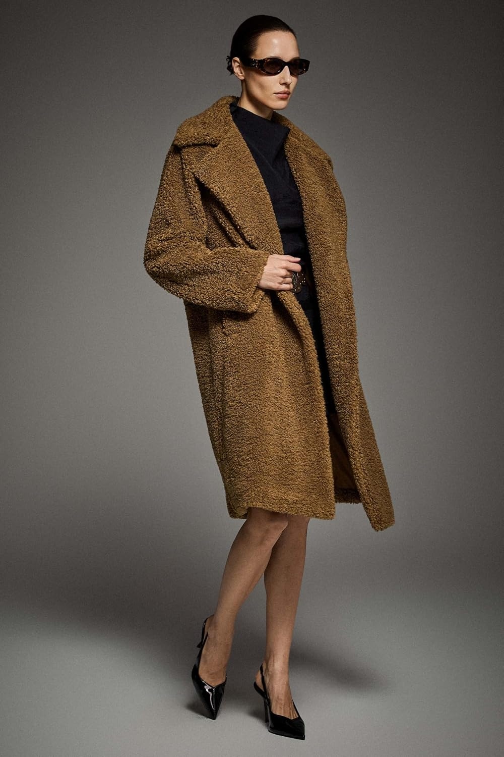image:imageOrolay Womens Oversized Teddy Coat MidLength Faux Fur Sherpa JacketKhaki Roomy