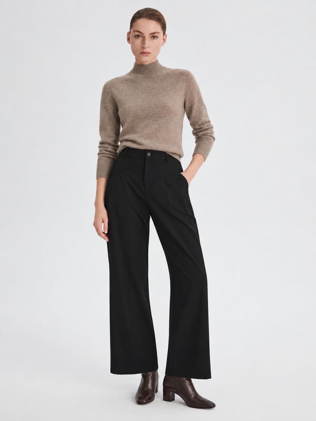 image:imageOrolay Womens Casual Dress Pants Straight Leg Trousers Work Slacks Black M