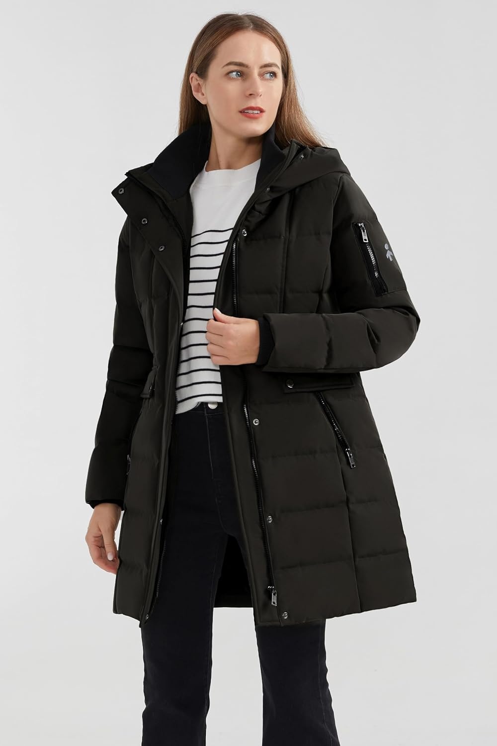 image:imageOrolay Womens Hooded Winter Down Coat Quilted Puffer JacketBlack