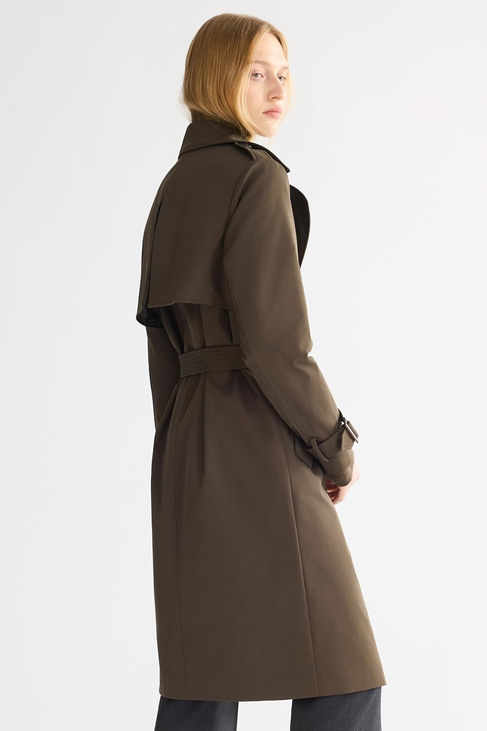 image:imageOrolay Womens 34 Length Double Breasted Trench Coat Lapel Jacket with BeltCoffee